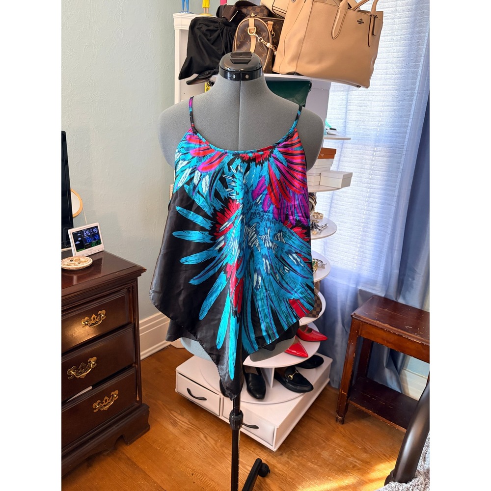 Arden B Cami Top Large Handkerchief Hem Y2K Tropical Party Resortwear Cruisewear
